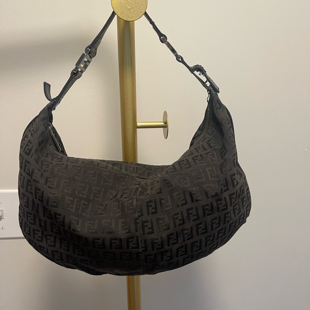 Fendi Dark Gray Monogram Hobo Bag